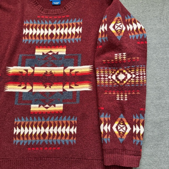 Pendleton Men's Chief Joseph Burgundy Southwestern LambswoolPullover Sweater XL - Picture 2 of 8